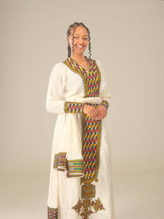 Axum Hand Embroidery Dress | Timeless Ethiopian Craftsmanship