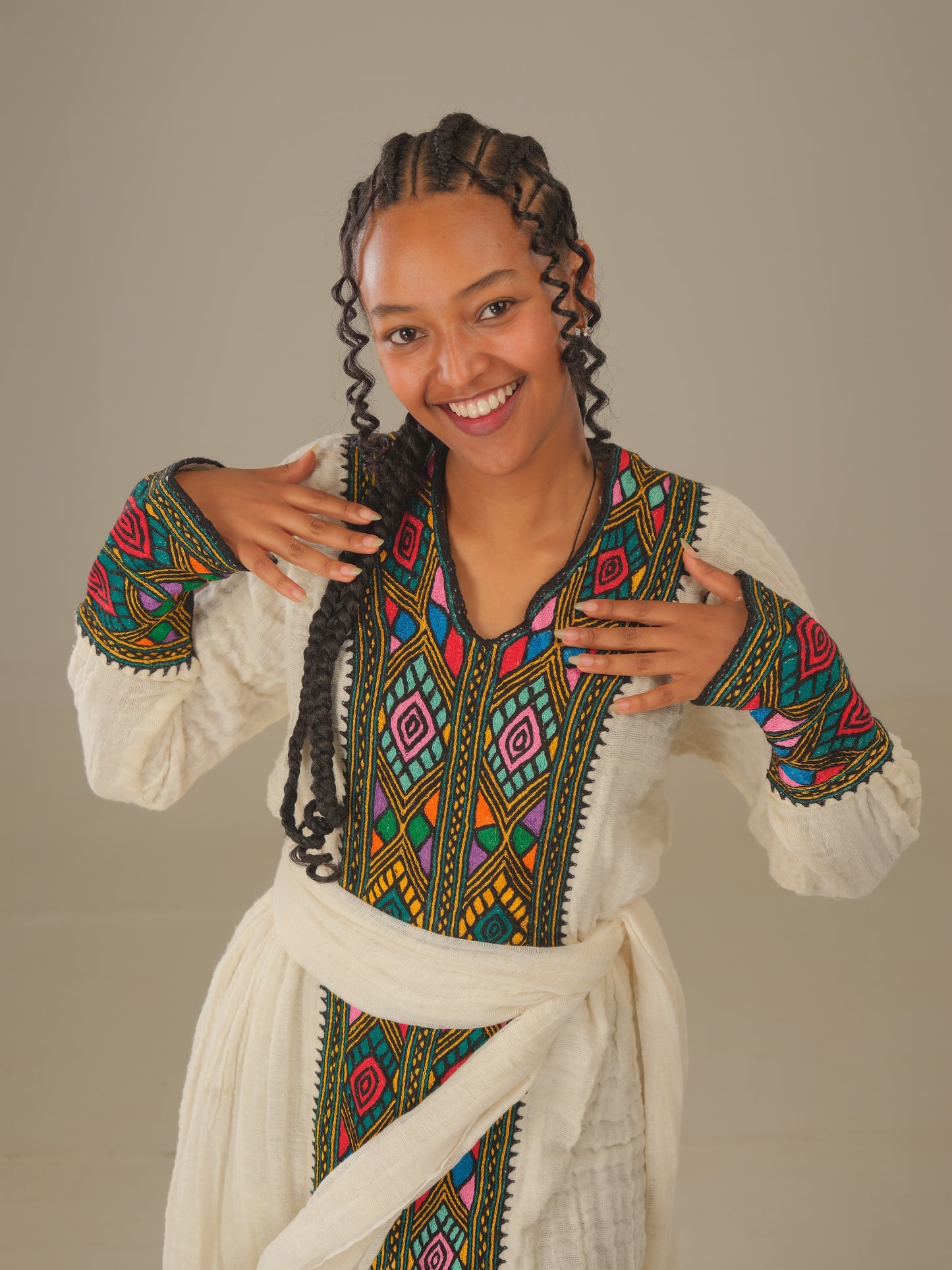 Saba Stitches | Habesha dress | Ethiopian Culture– Hand-Embroidered Dress