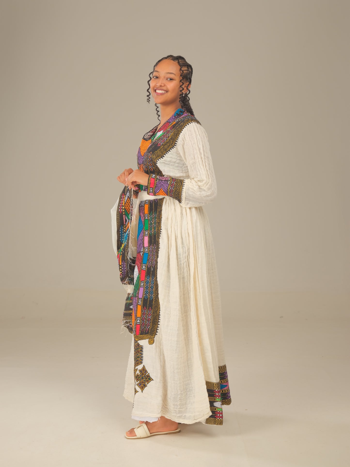 Black Themed Royalty Axum Dress | Hand Embroidered Ethiopian Elegance