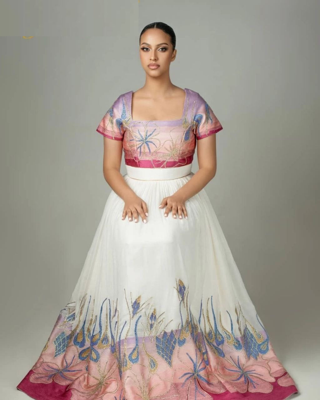 Elegant Embroidered Ethiopian Wedding Dress & Groom’s Set – Timeless Grace | Shiromeda Threads