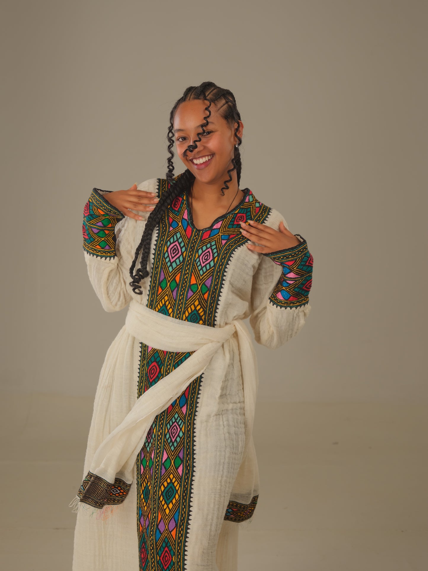 Saba Stitches  | Habesha dress | Ethiopian Culture–  Hand-Embroidered Dress