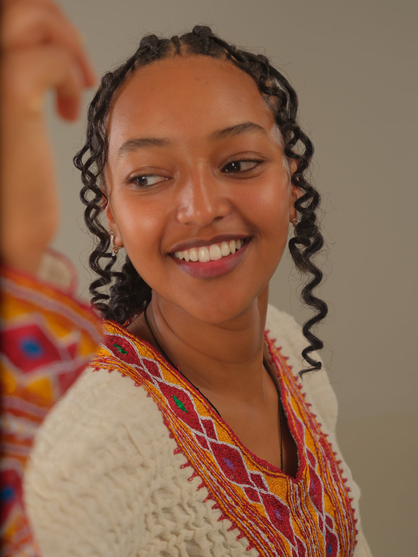 Orange Tilf Axum Habesha Dress with Hand Embroidery