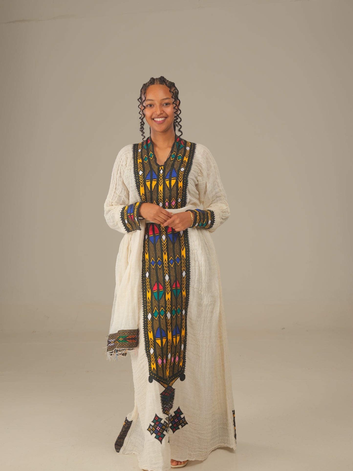 Axum Heritage Hand Embroidery Dress | Ethiopian | Habesha