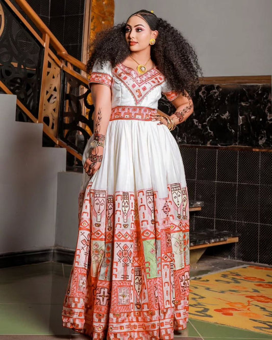 Modern Axum-Inspired Ethiopian Wedding Dress – Royal Heritage Reimagined | Shiromeda Threads