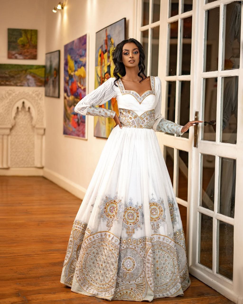 Royal Blue Ethiopian Wedding Dress & Groom’s Set – Shiny Stone Majesty | Shiromeda Threads