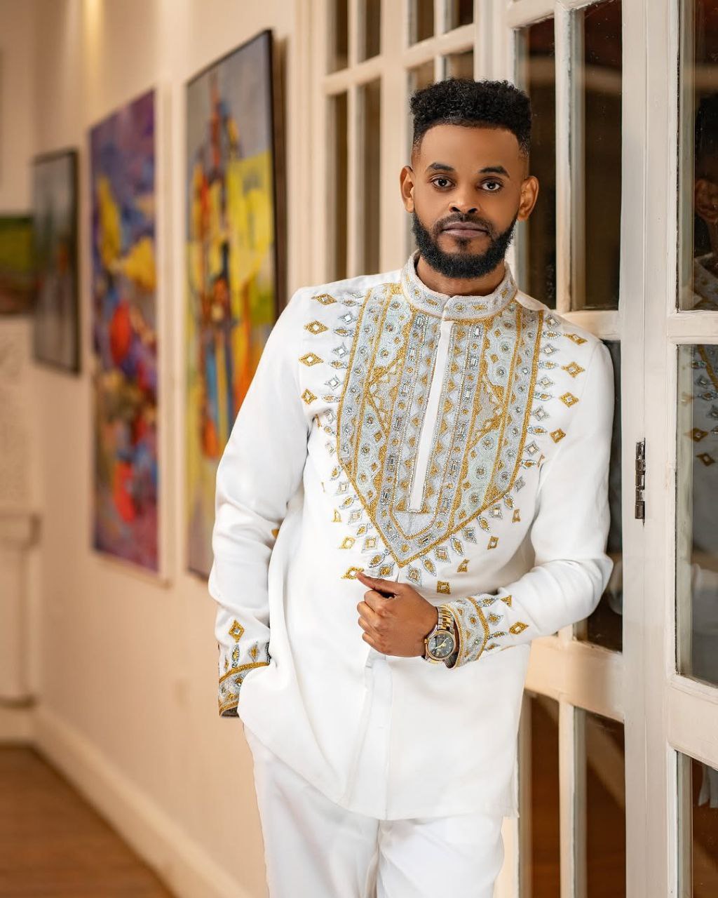 Royal Blue Ethiopian Wedding Dress & Groom’s Set – Shiny Stone Majesty | Shiromeda Threads